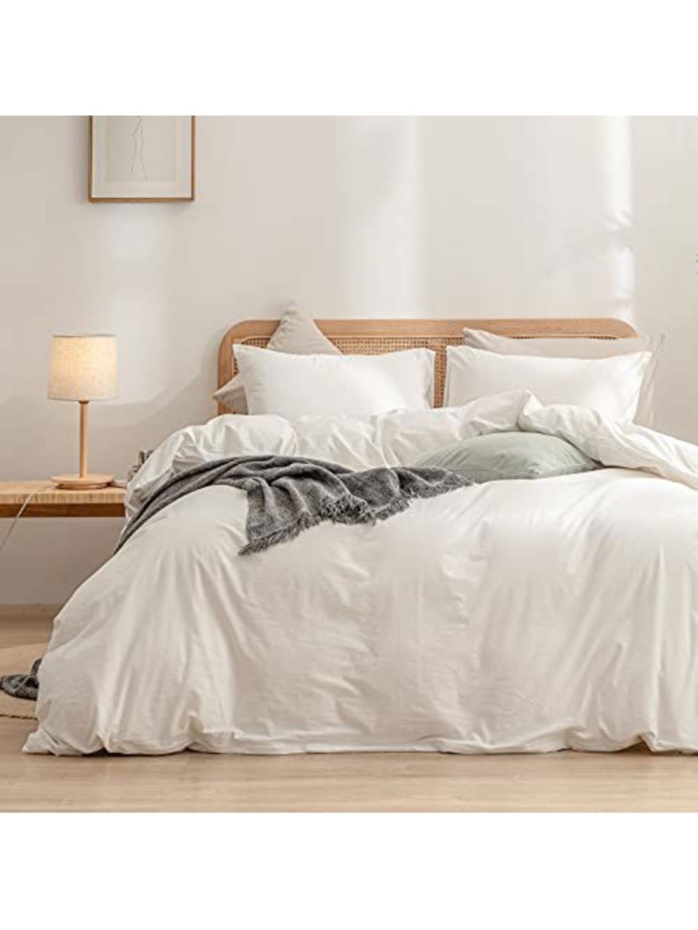 NEW BESTOUCH Super Queen Duvet Cover Set 100% Washed Cotton, Linen Feel  98”x90”